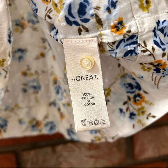 THE GREAT. The Carriage pintucked Floral Cotton-voile Puff Sleeve Blouse - Picture 4 of 11